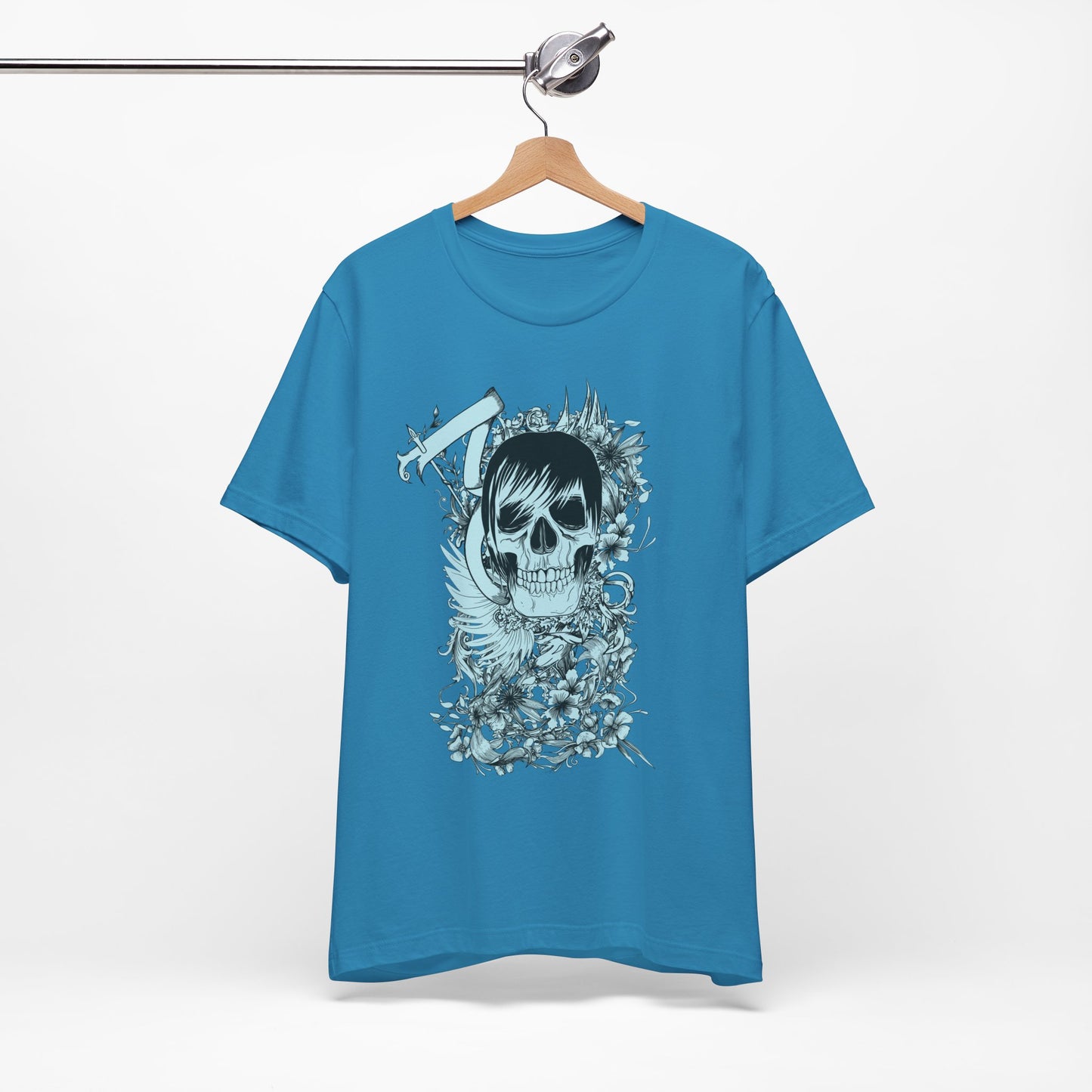Sky Skull Graphic Design Tee, Skull Shirt, Vintage Tees, Art Design T-Shirt, Vintage Graphic Tee, Art Shirts with Skulls