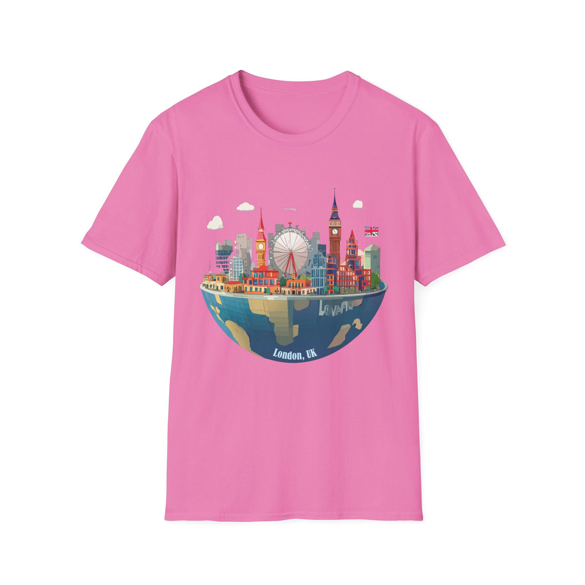 London Skyline Illustration T-Shirt | Big Ben, London Eye, Union Jack