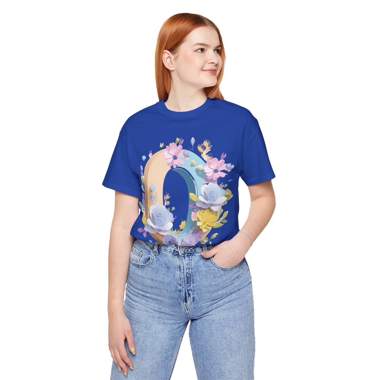 Letter O Unisex Graphic Tee With Vintage Inspired Art Jersey Short Sleeve