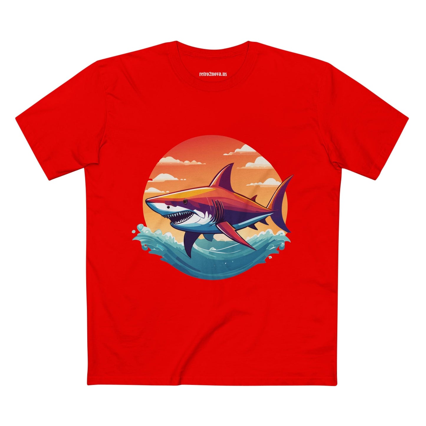 Shark Shirt Unisex Premium Cotton Tee With Original Art Design From Retro2Nova Animal Collection For Everyday Wear
