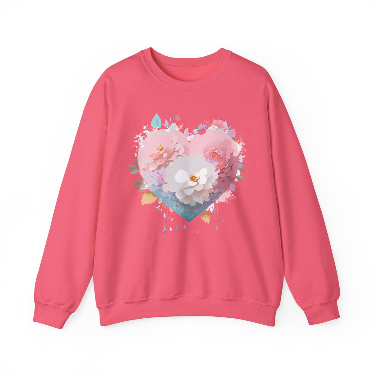 Floral Heart Love Graphic Valentine's Day Sweatshirt Unisex 50/50 Cotton-Poly Sweatshirt w21