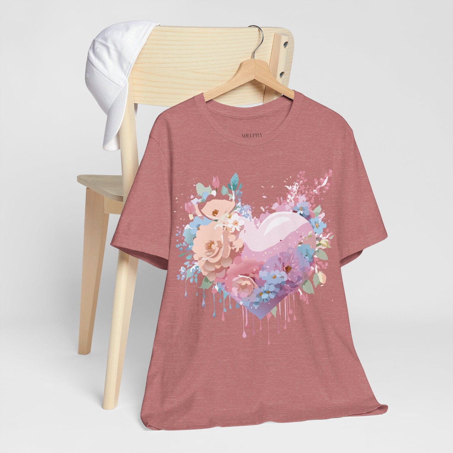 Valentine Day Graphic Unisex 100 Cotton Vintage Artwork with Love and Flower Design Tee 29