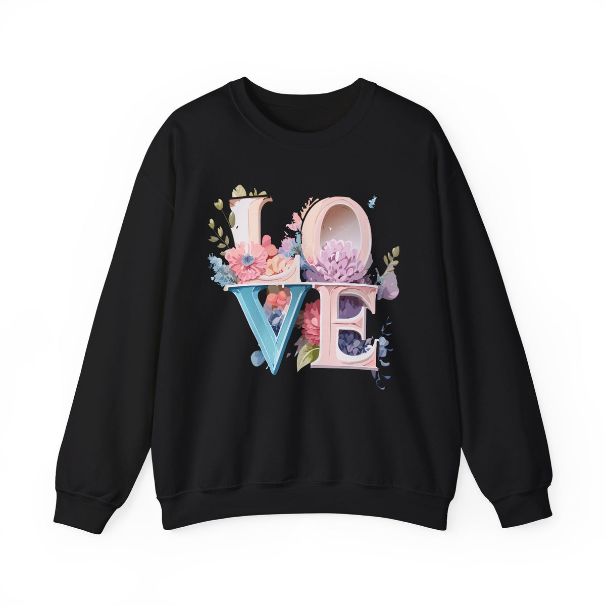 Floral Love Graphic Valentine's Day Sweatshirt Unisex 50/50 Cotton-Poly Sweatshirt w50