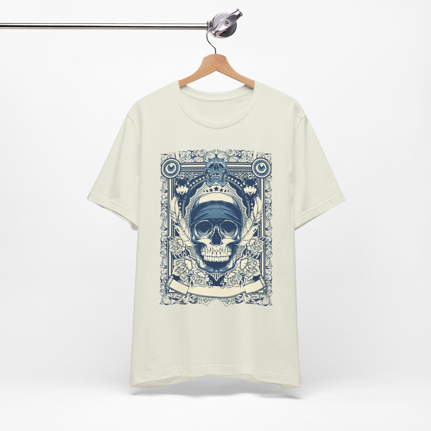 Skull Crown Graphic Tee Vintage Ornate Skull Illustration Rock Band T-Shirt