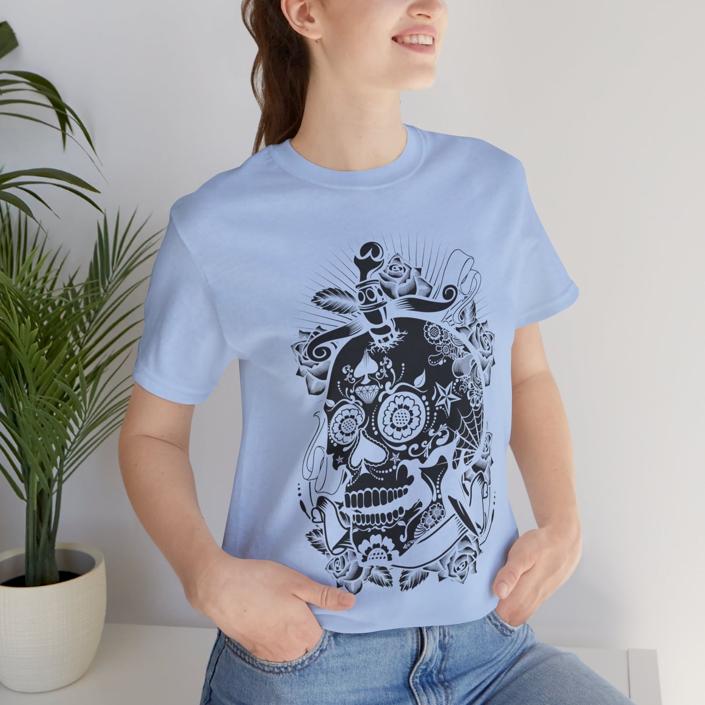 Unisex Cotton Tee Shirt with Skull