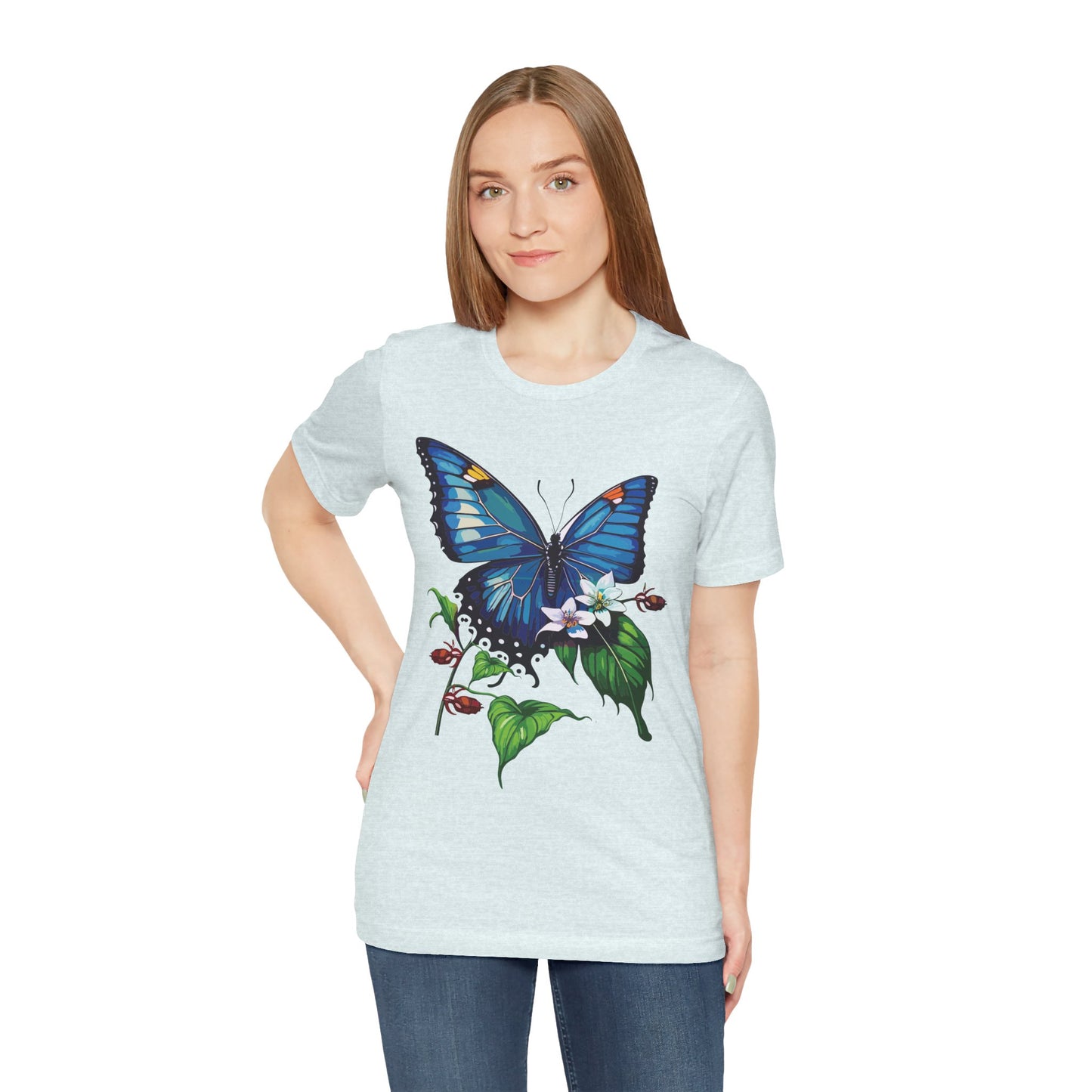 Cotton Tee Shirt with Butterfly Prints