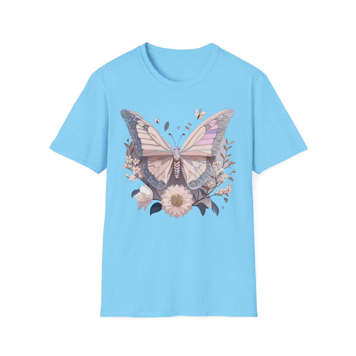Pastel Butterfly Floral Wings Graphic Design Unisex 100 Cotton Gildan T-Shirt