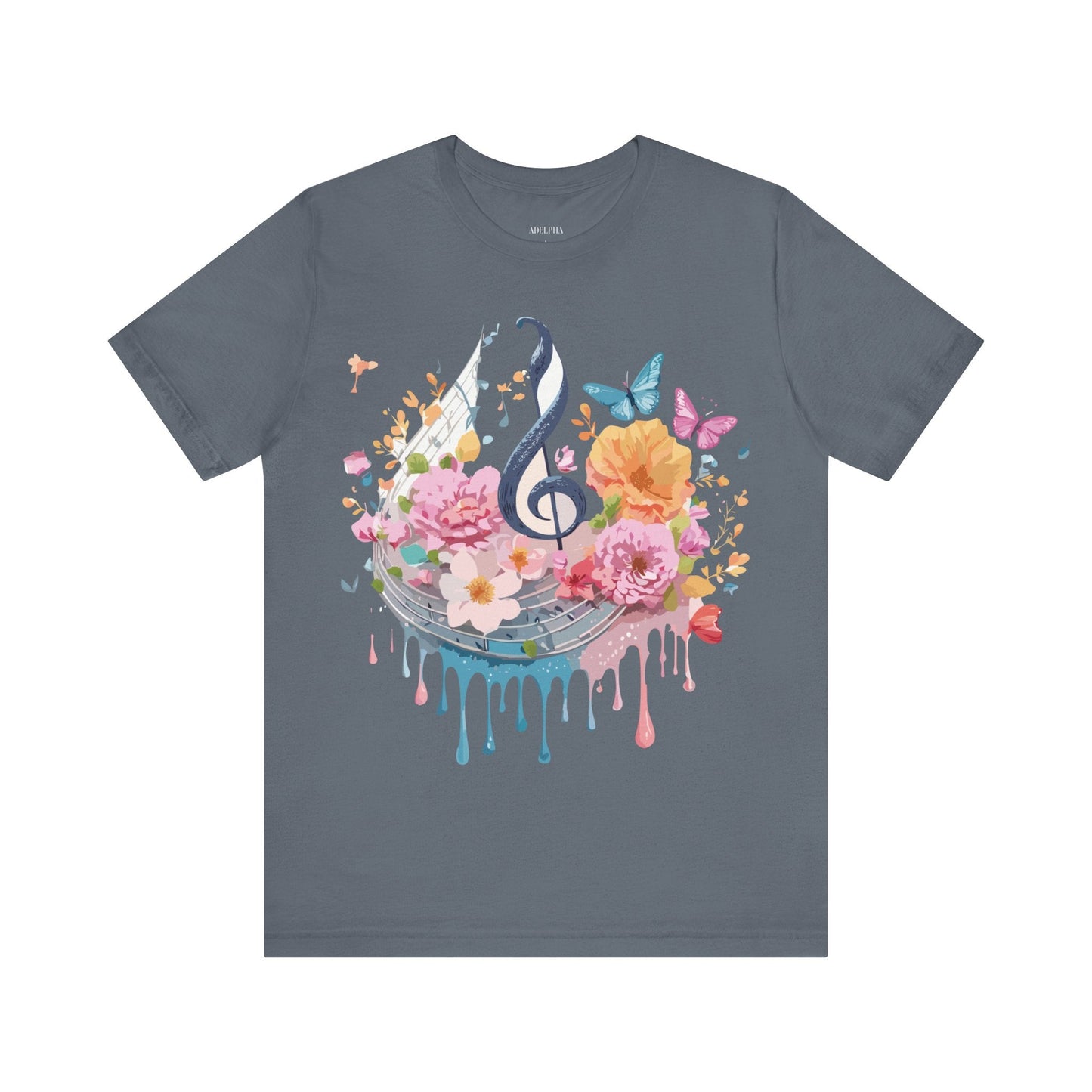 Music Graphic Unisex 100 Cotton Vintage Art with Musical Elements Tee 125