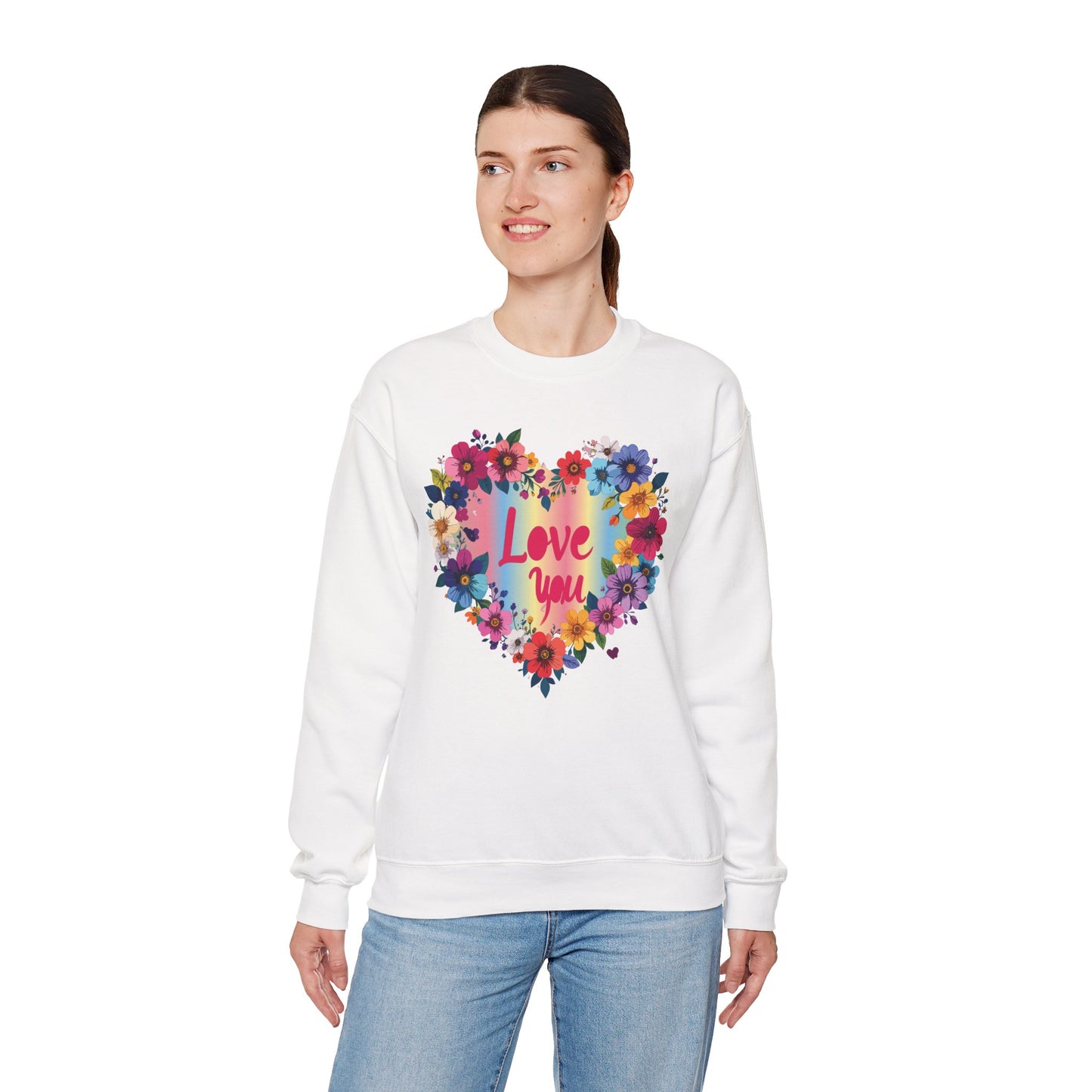 Floral Love You Heart Sweatshirt, Floral Heart Sweatshirt, Floral Love Sweatshirt, Valentine's Day Sweatshirt, Floral Sweatshirt 111