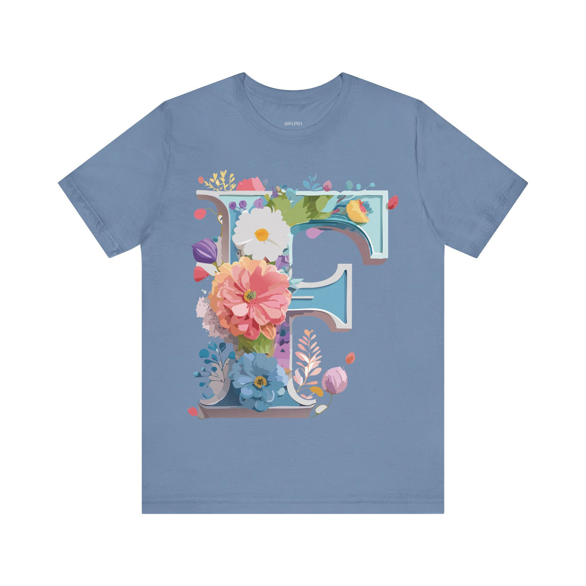 Letter F Graphic Unisex Cotton Bella+Canvas Tee with Art Letter Design