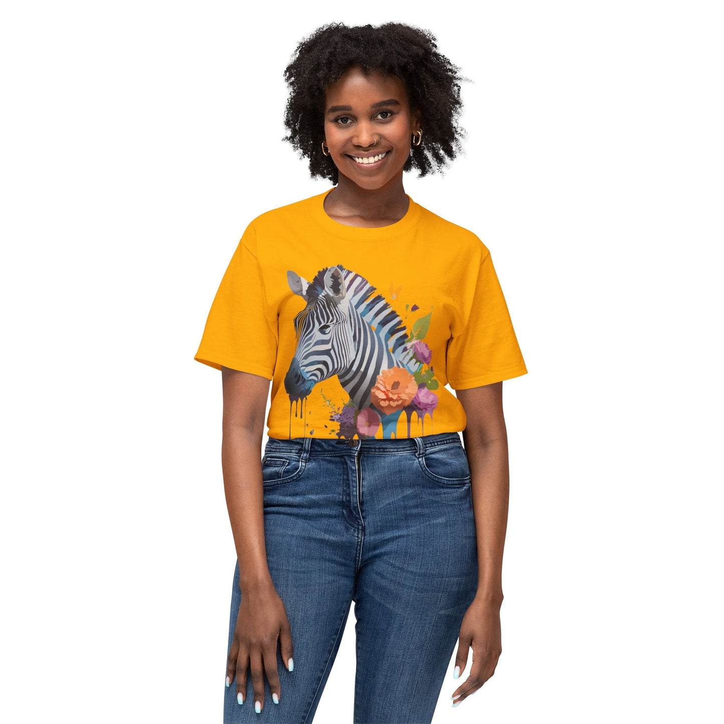 Unisex Zebra Art T Shirt With Full Color Print HD Cotton Tee Made In USA For Everyday Style