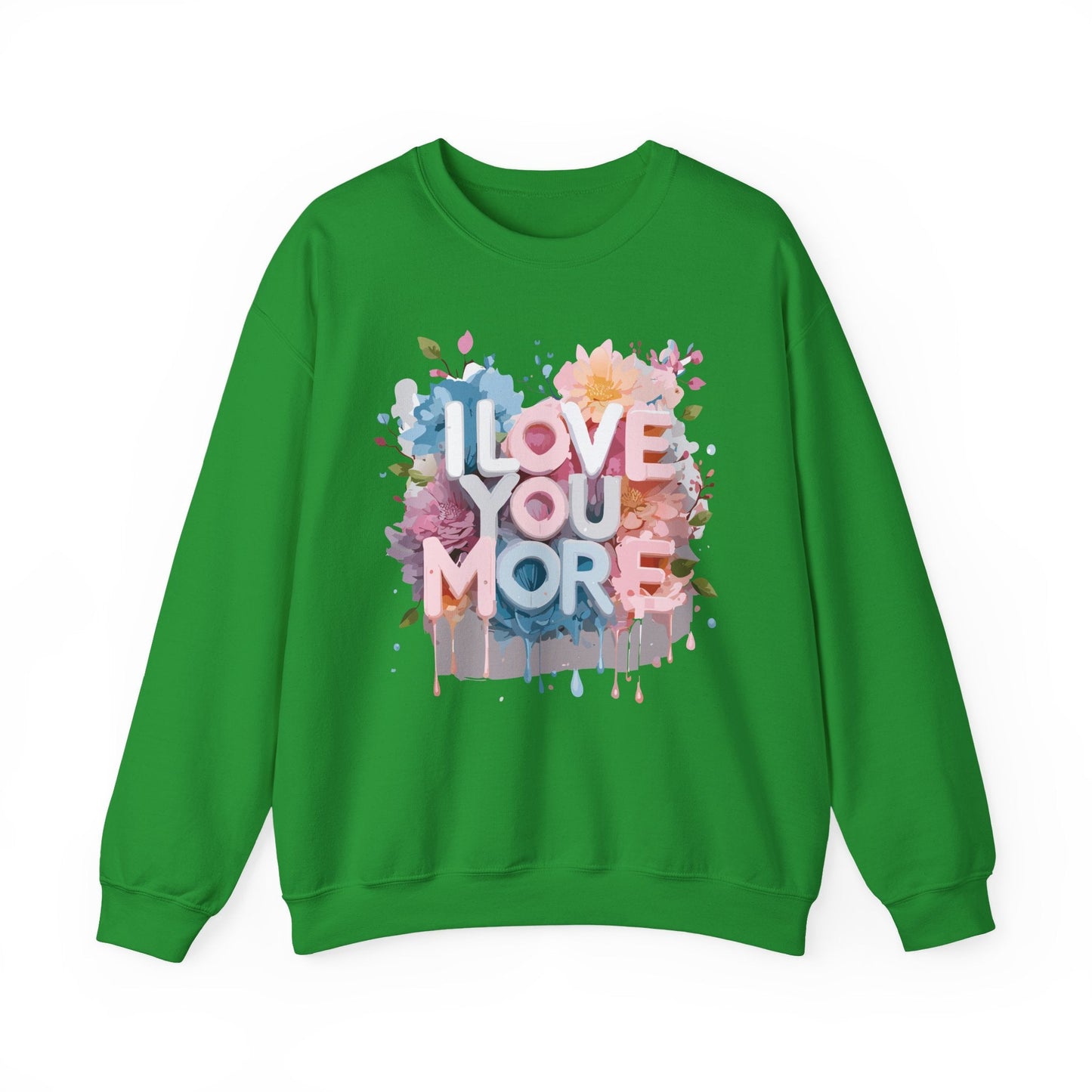 Floral Love Sweatshirt Unisex Heavy Blend Crewneck Valentines Day 50 50 Cotton Polyester Gildan 18000