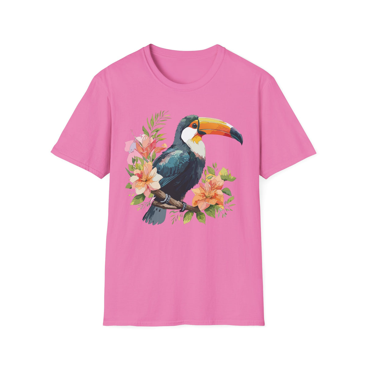 Tropical Toucan Illustration T-Shirt | Floral Bird Graphic