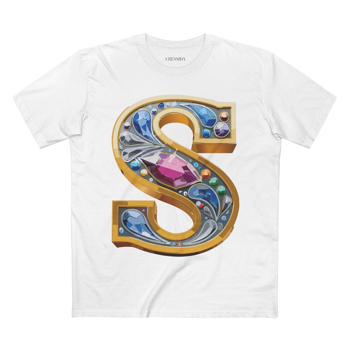 Letter S Graphic Design Tee Unisex 100 Cotton With Antique Gold Letters Artwork T-Shirt