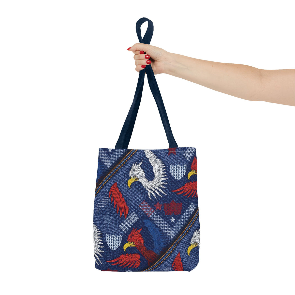 4th of July Graphic Denim Fabric Imitation Print Unisex Canvas Bag Poly Spun 3 Sizes Tote Bag 200-2