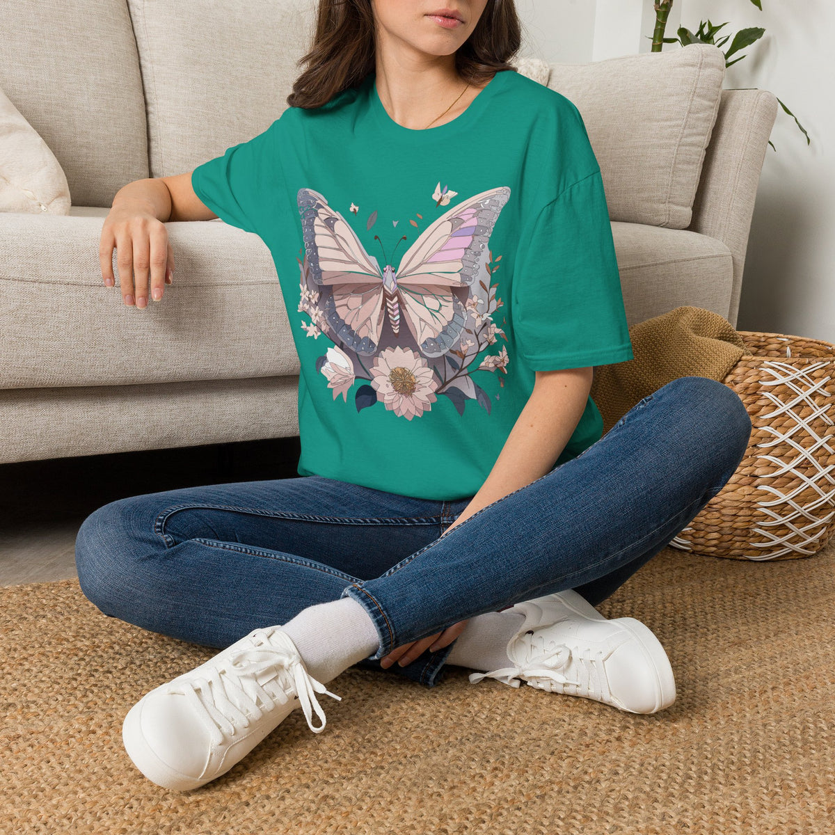 Pastel Butterfly Floral Wings Graphic Design Unisex 100 Cotton Gildan T-Shirt