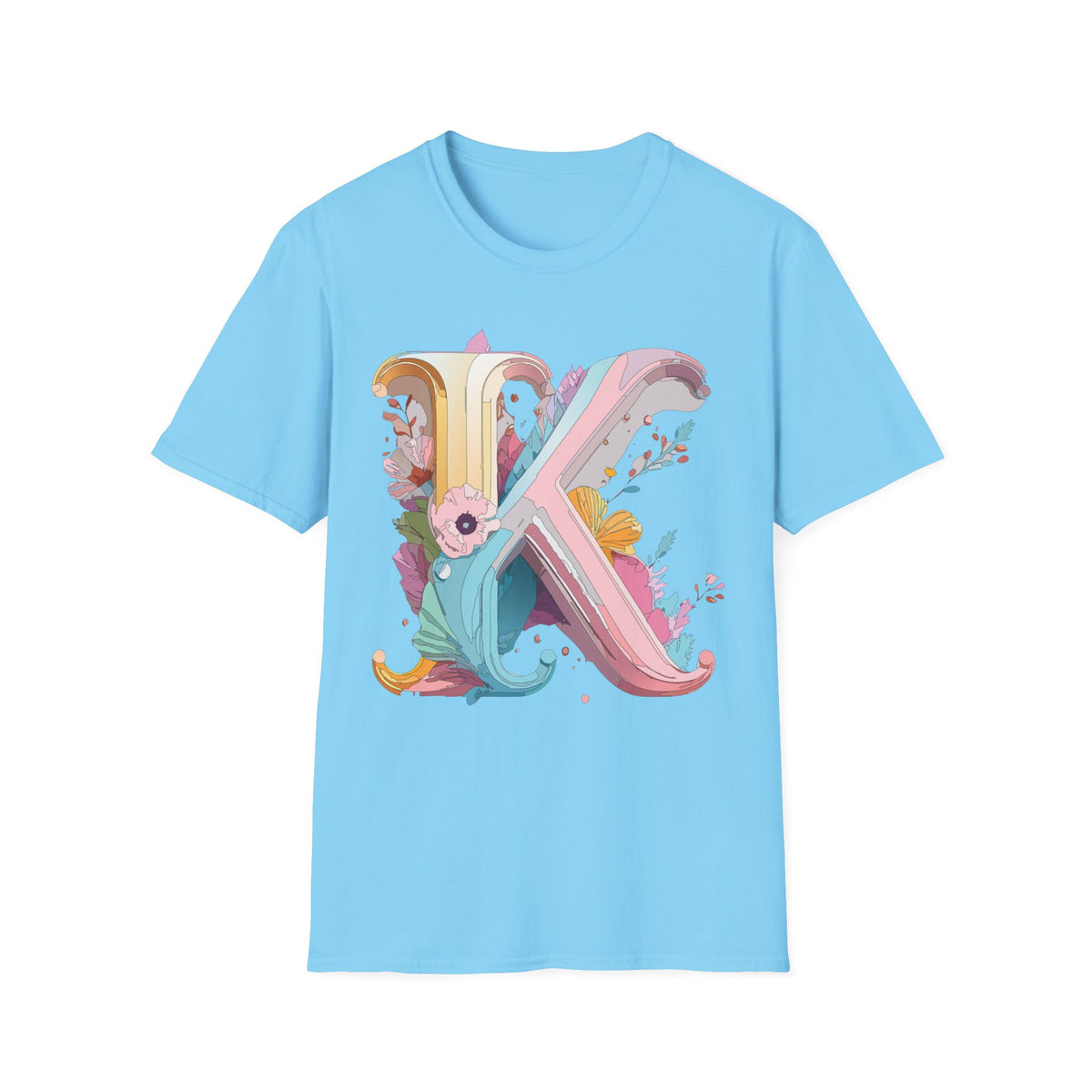 Floral Letter K T-Shirt | Botanical Monogram Tee