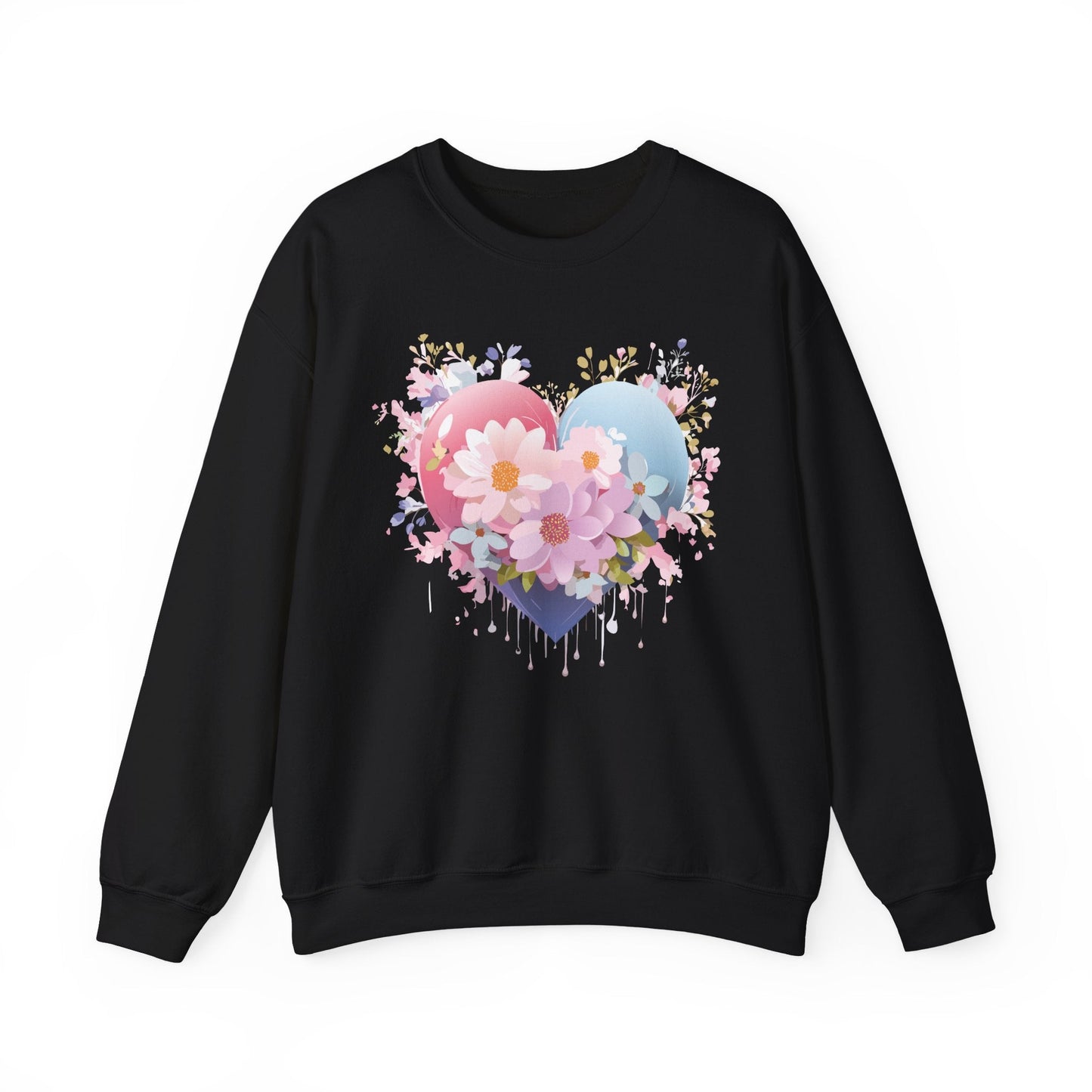Floral Heart Unisex Crewneck Sweatshirt Gildan 18000 Heavy Blend 50 Cotton 50 Polyester