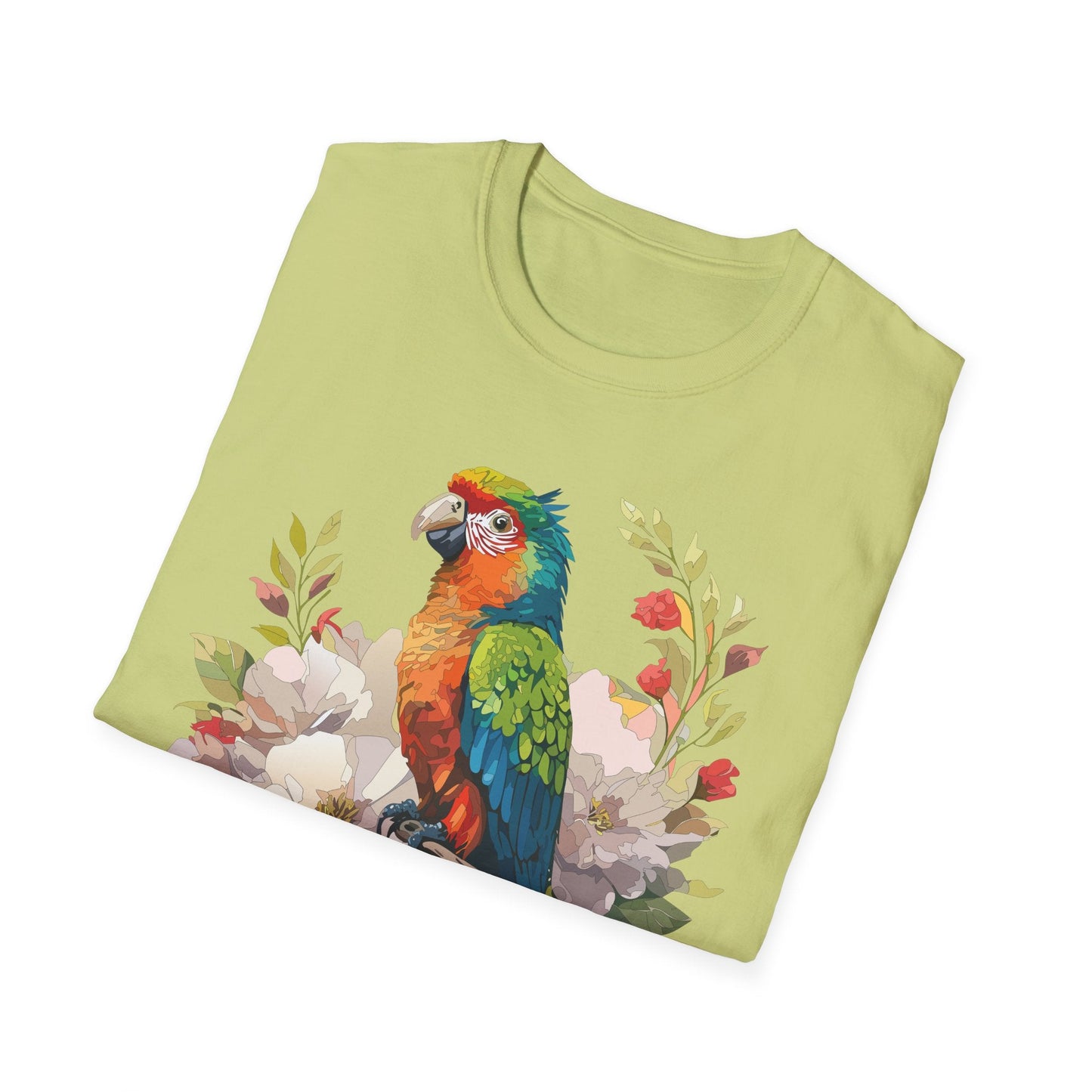 Floral Bird T Shirt Unisex Softstyle Gildan 64000 Graphic Tee With Animal Design