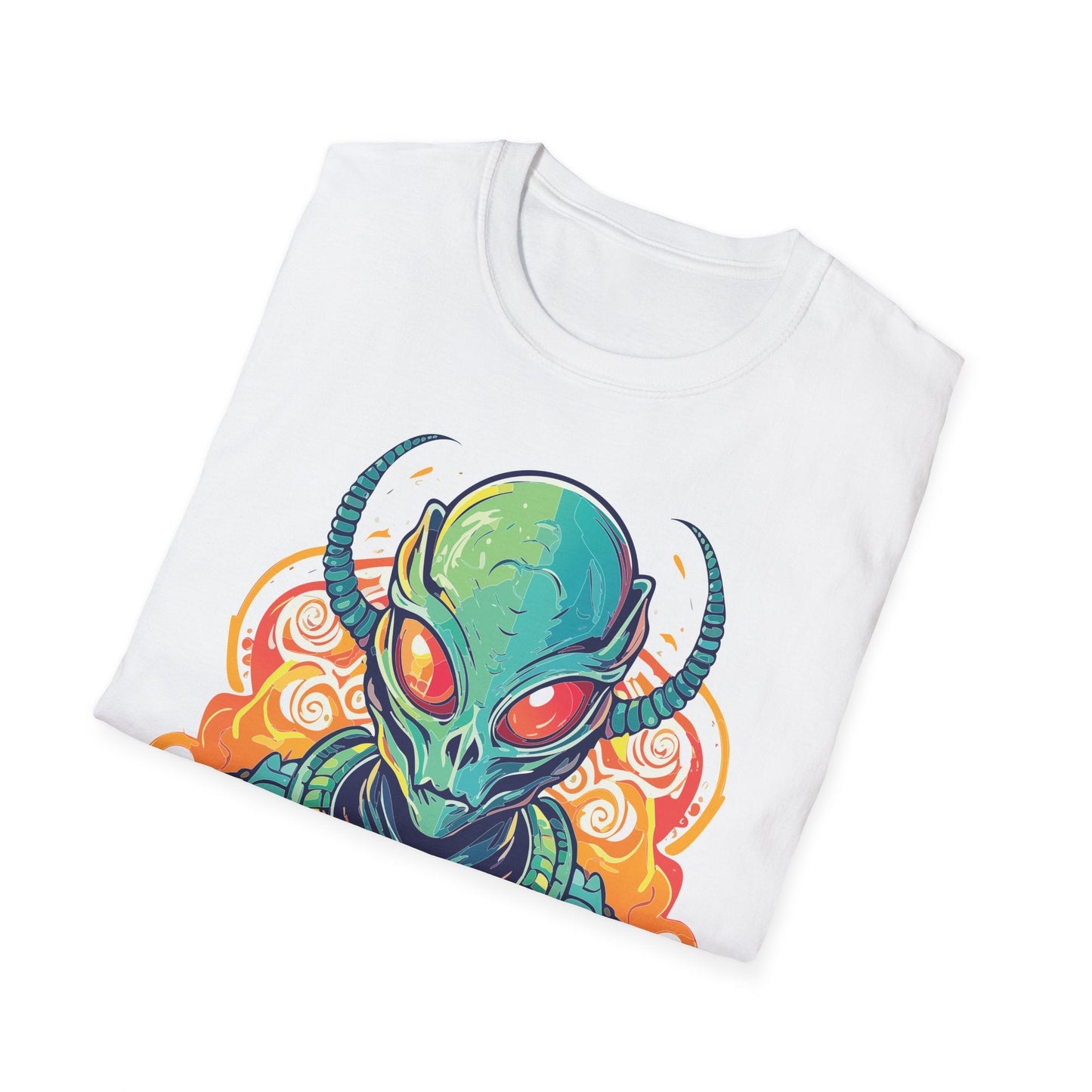 Cosmos Alien T Shirt Unisex Softstyle Cotton Tee With Space Artwork Graphic Design