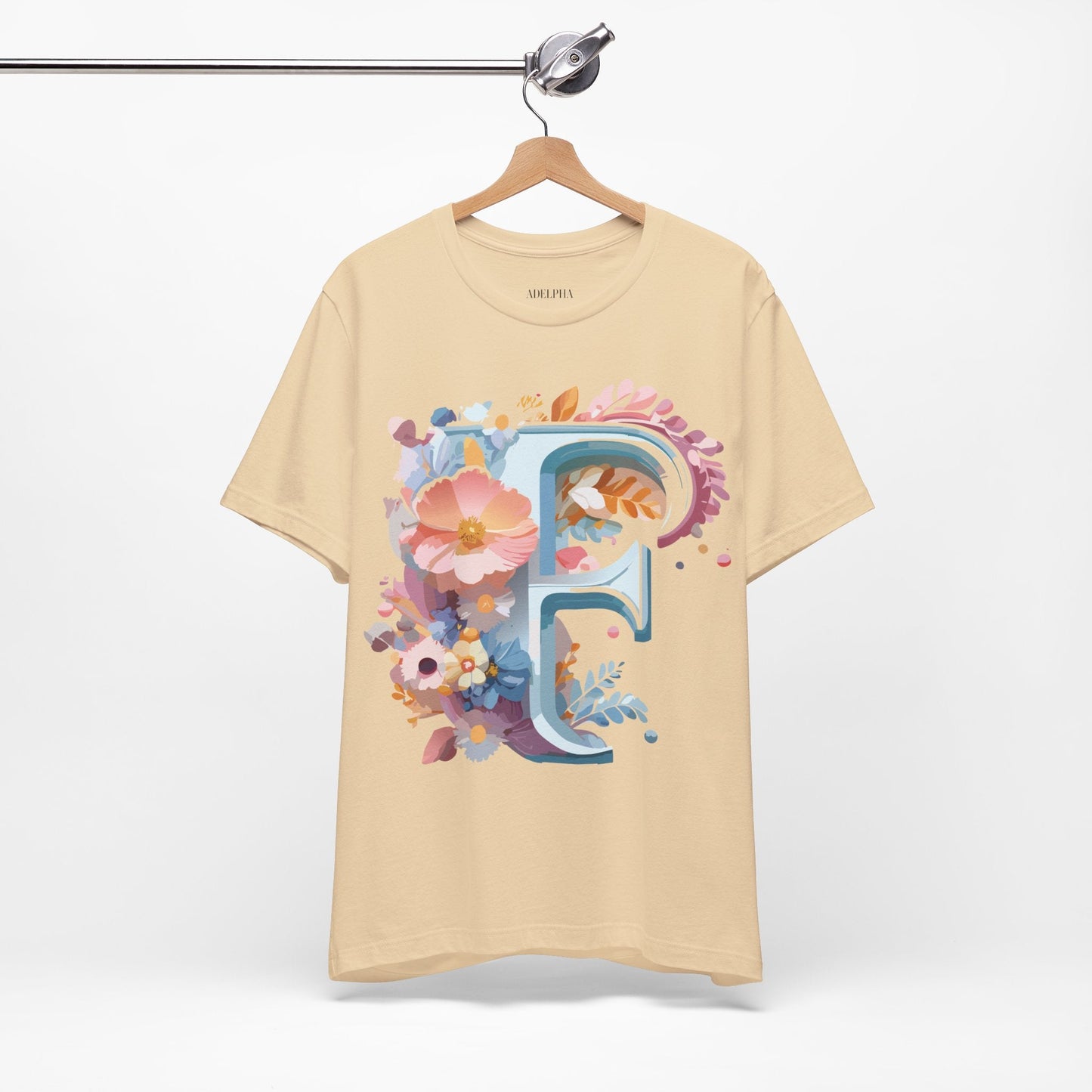 Letter F Shirt Unisex Graphic Tee Jersey Short Sleeve by Adelpha Vintage Inspired Art Design