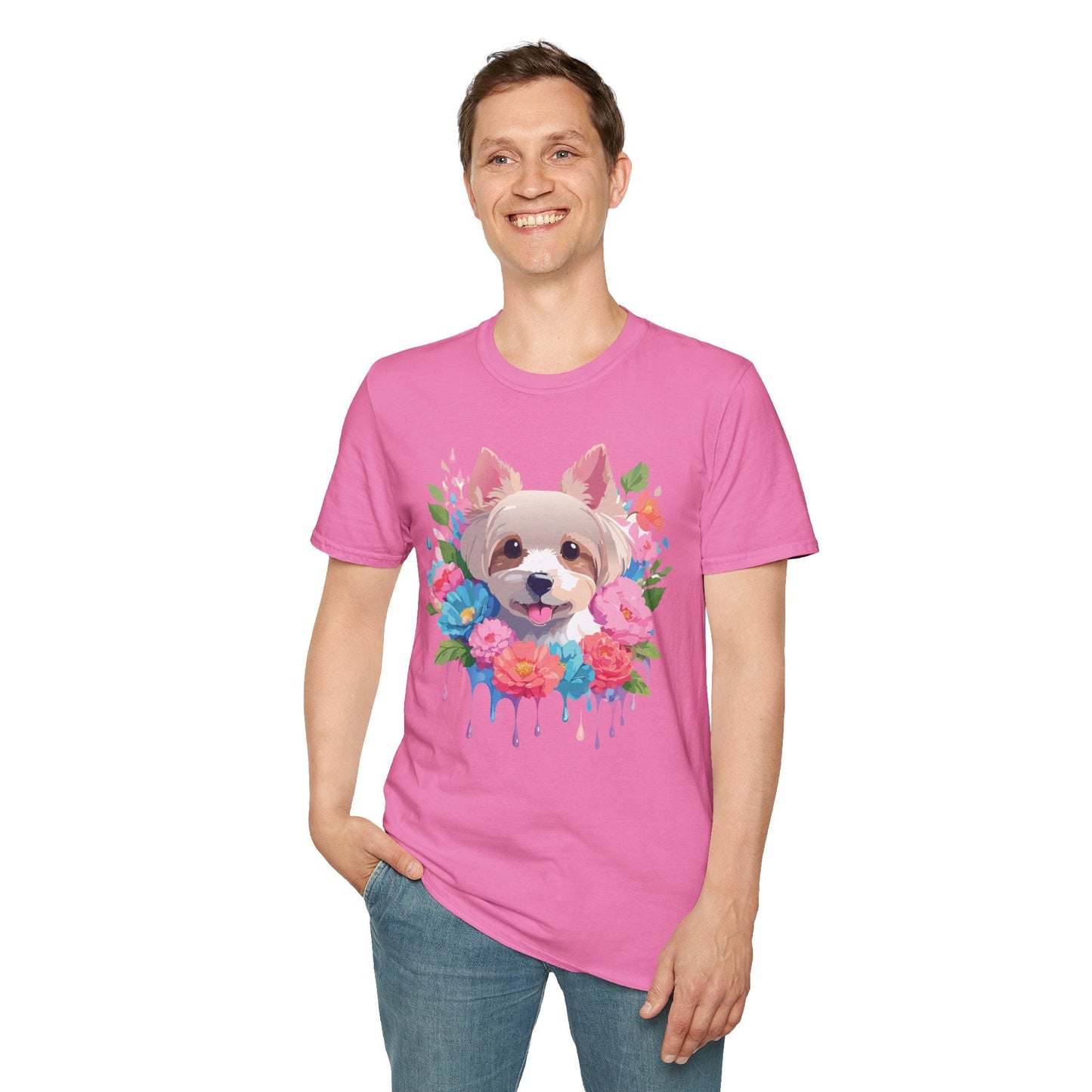 Unisex Gildan Softstyle Animal Print Dog Shirt Tee 100 Percent Cotton