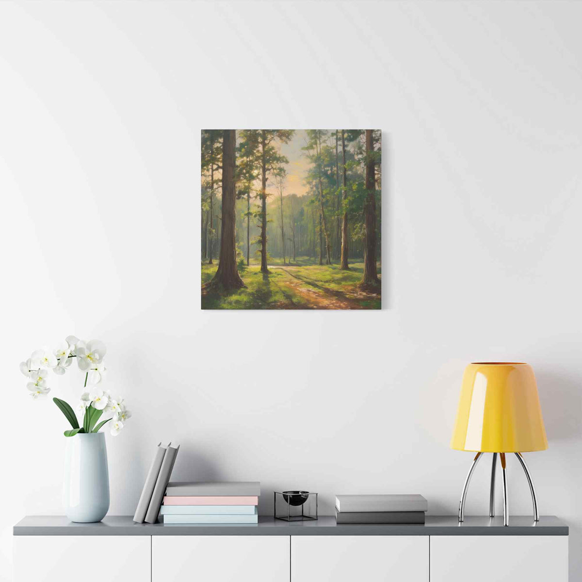Forest Print Canvas, Trees Oil Paint Print 20x20, 24x24, 30x30, 32x32, 36x36 Art Design Print Pine-Wood Inner Frame MC-69