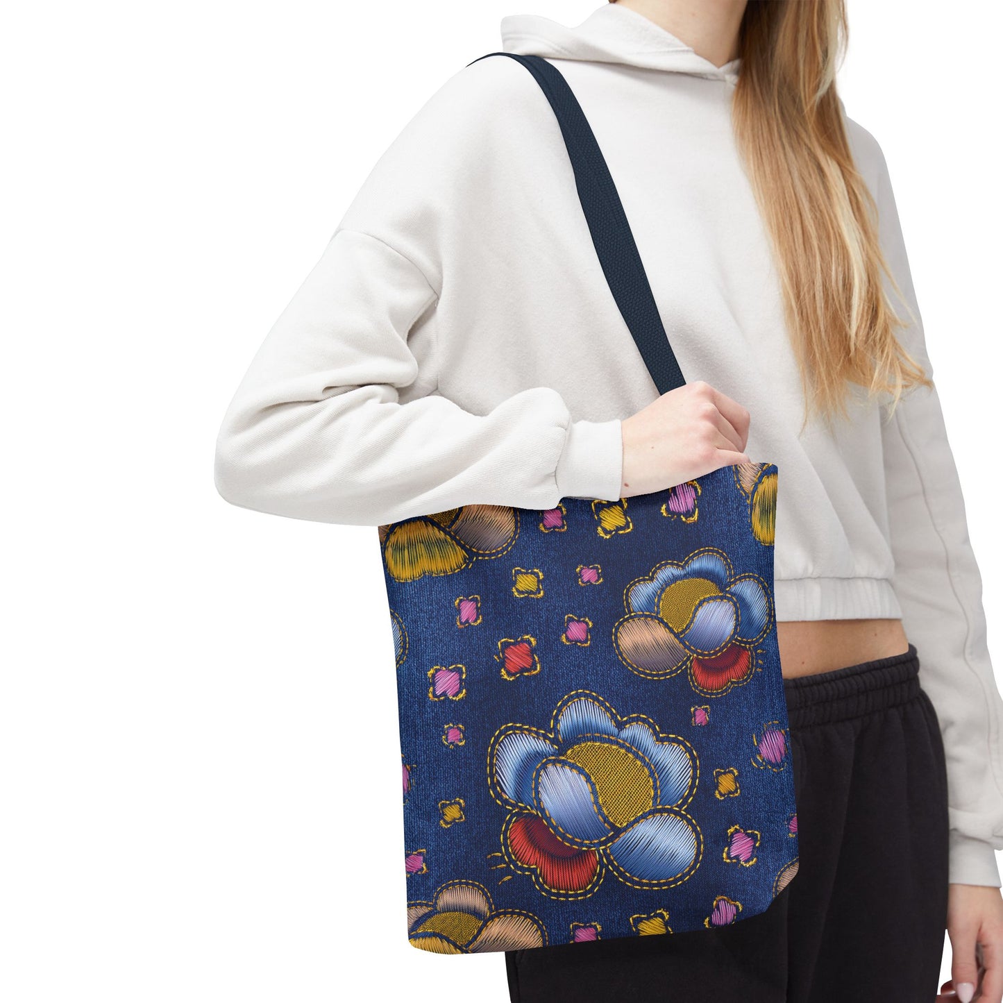 Denim Fabric Imitation Print Unisex Canvas Bag Poly Spun 3 Sizes Tote Bag 164