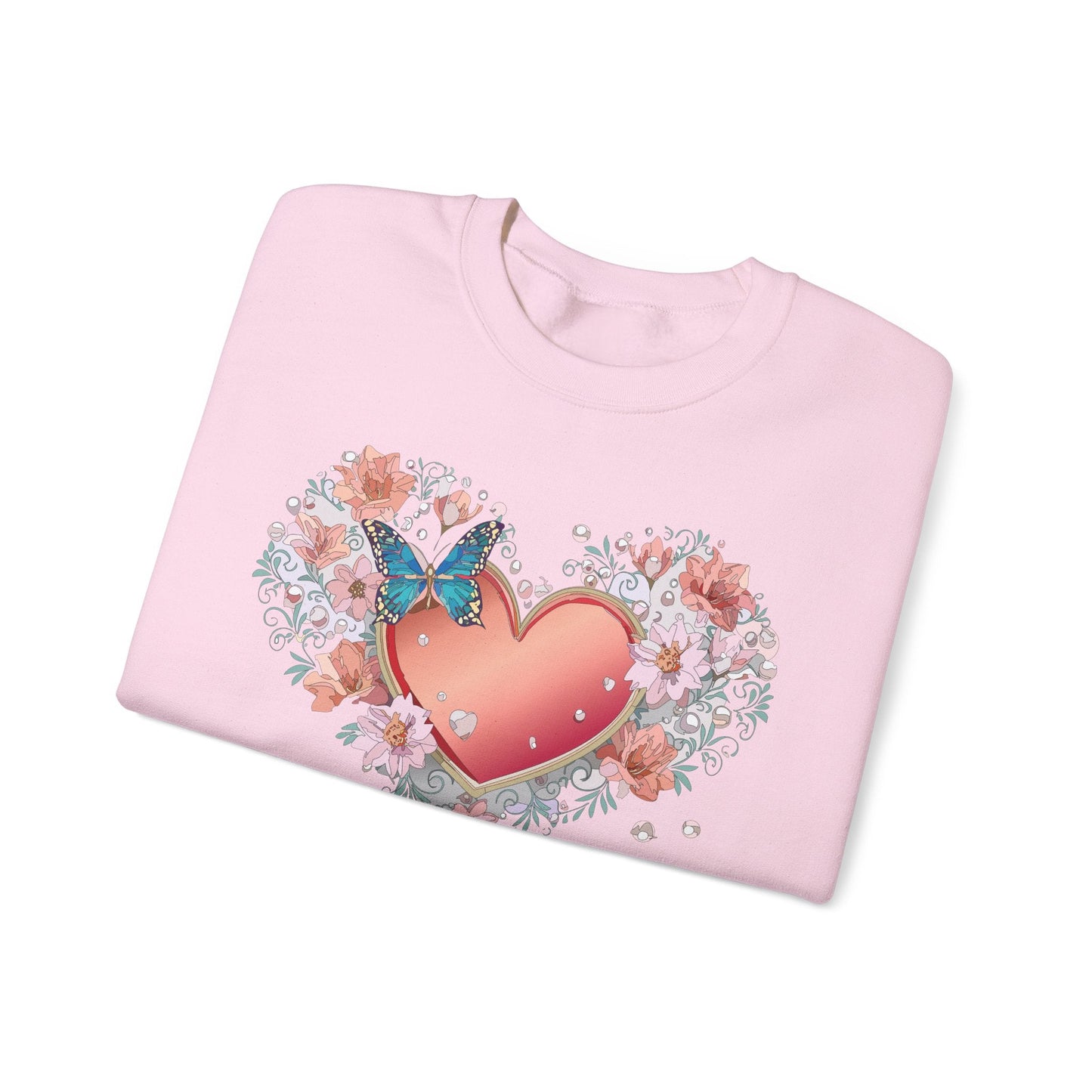 Unisex Floral Heart Sweatshirt With Love Graphic For Valentines Day Gift Cozy Winter Wear