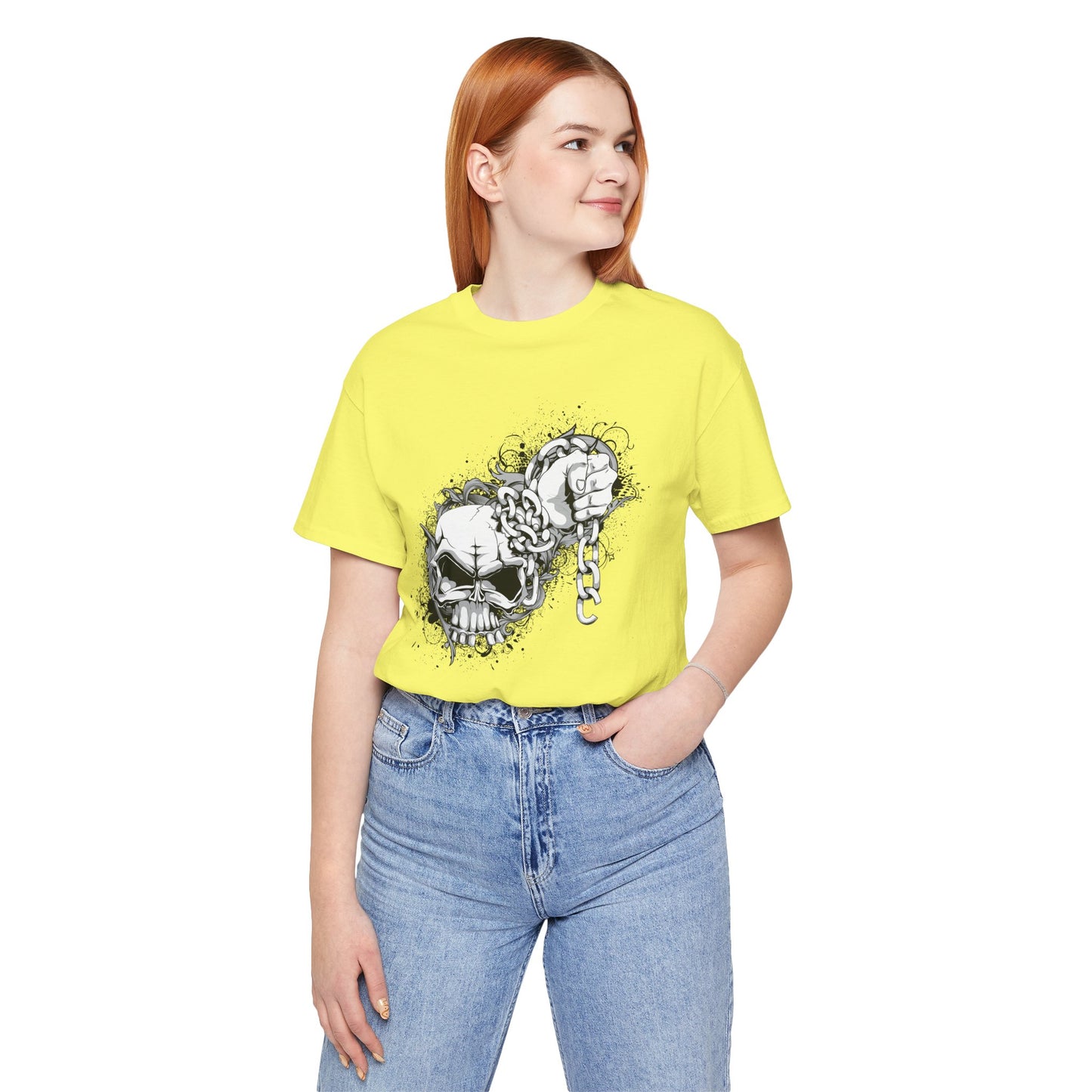 Chain Skull Graphic Design Tee, Skull Shirt, Vintage Tees, Art Design T-Shirt, Vintage Graphic Tee, Art Shirts with Skulls