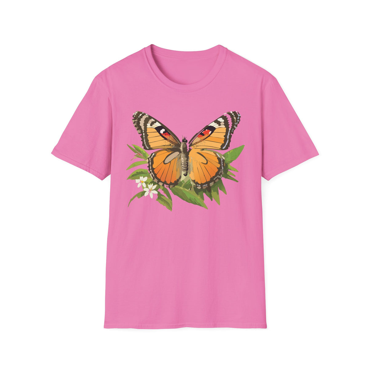 Butterfly Nature T-Shirt — Orange Monarch Illustration Graphic Tee Unisex 100 Cotton Gildan T-Shirt