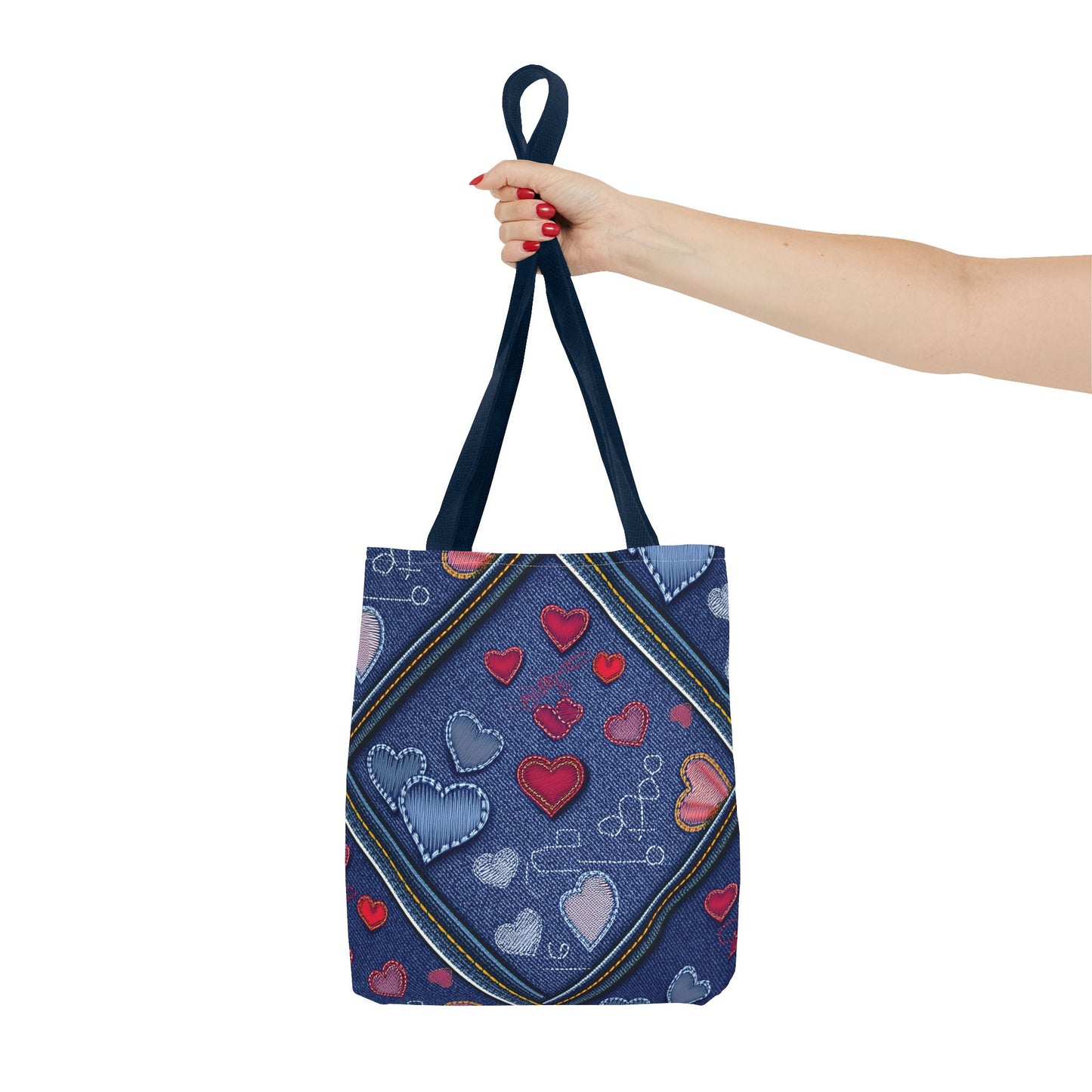 Love Day Graphic Design Denim Fabric Imitation Print Unisex Canvas Bag POLY 3 Sizes Tote Bag 201-30
