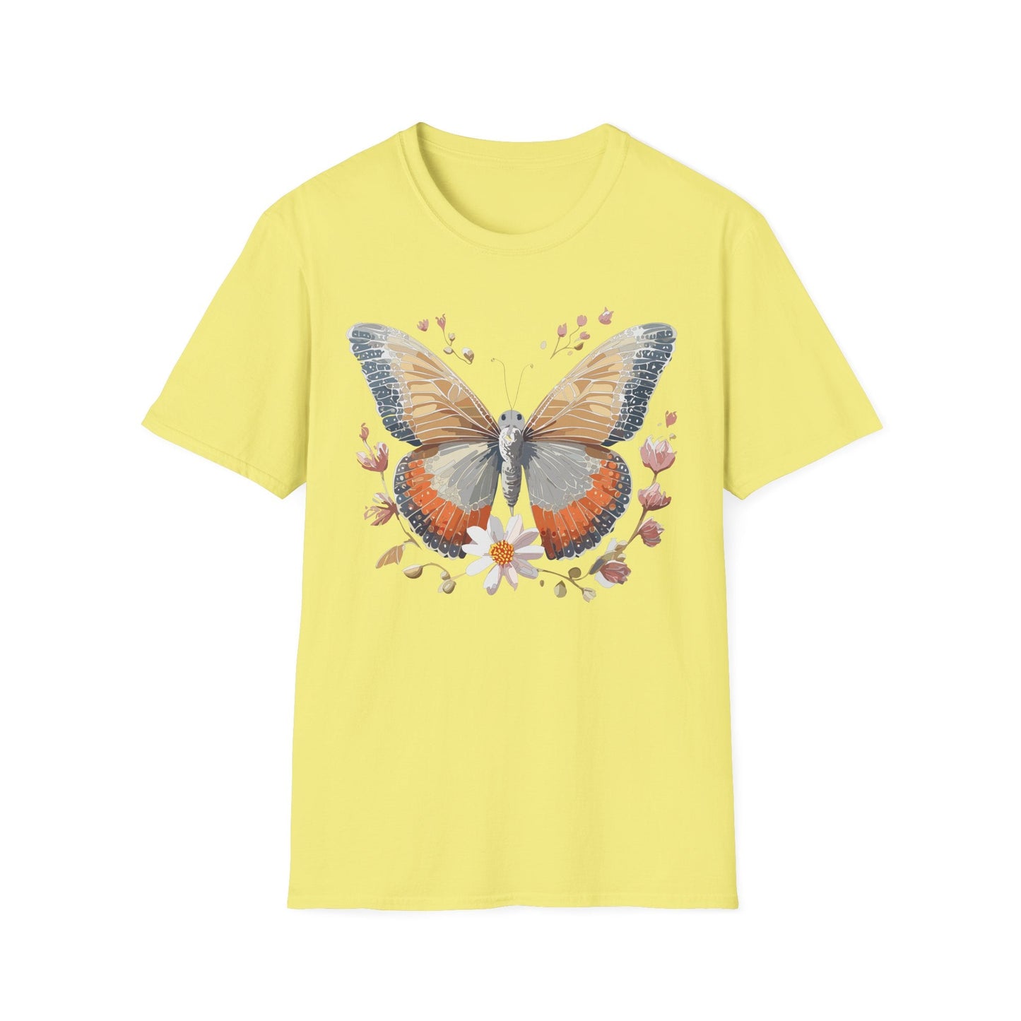 Unisex Butterfly T Shirt Softstyle Gildan 64000 Comfortable Durable Tee For Everyday Wear