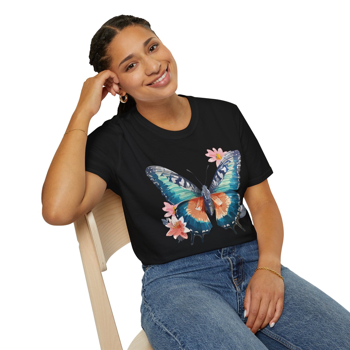 Butterfly T Shirt Unisex Cotton Tee Monarch Butterfly Design Softstyle 64000 Gildan Brand Quality
