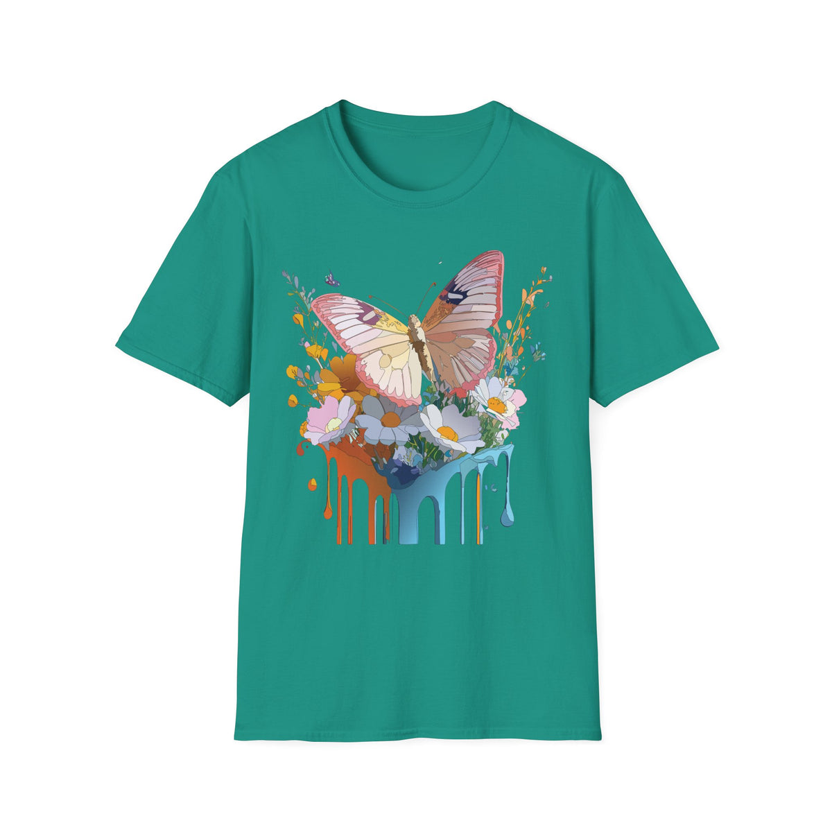 Butterfly Floral Drip Graphic Tee Unisex 100 Cotton Gildan T-Shirt