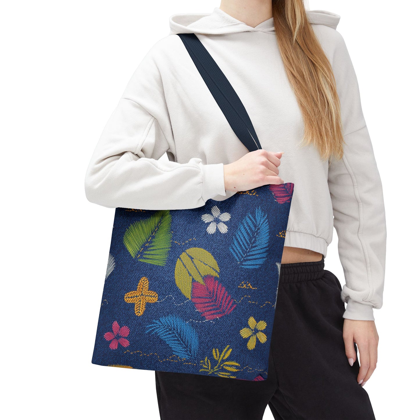 Denim Fabric Imitation Print Unisex Canvas Bag Poly Spun 3 Sizes Tote Bag 182-10