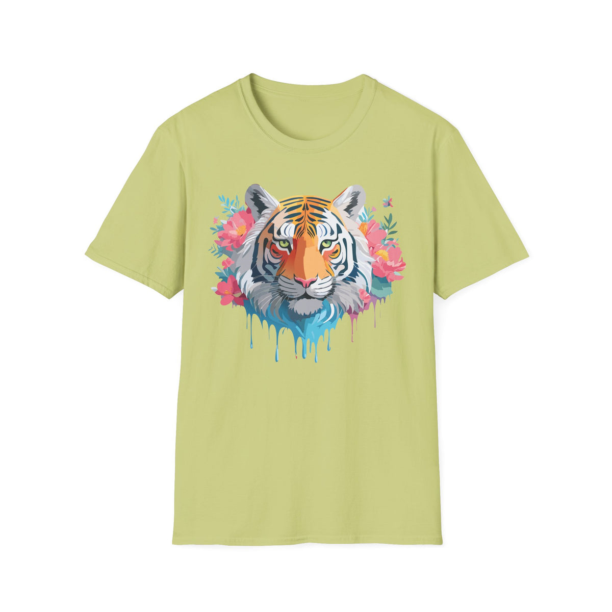 Floral Watercolor Tiger T-Shirt | Tiger Face Shirt, Floral Wildlife Tee
