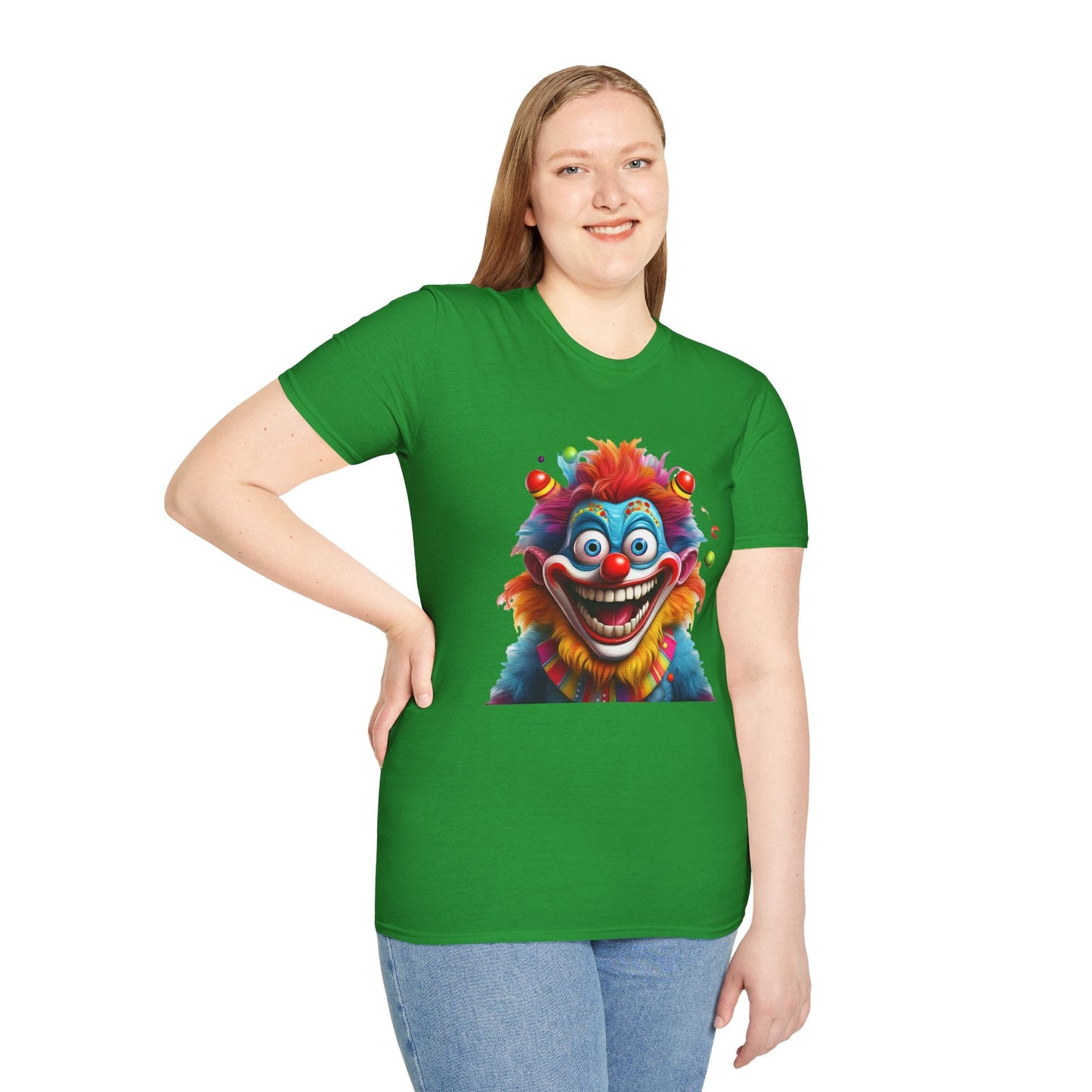 Clown Themed Unisex T Shirt Funny Man Circus Scary Man Tee Gildan Softstyle 64000 Cotton