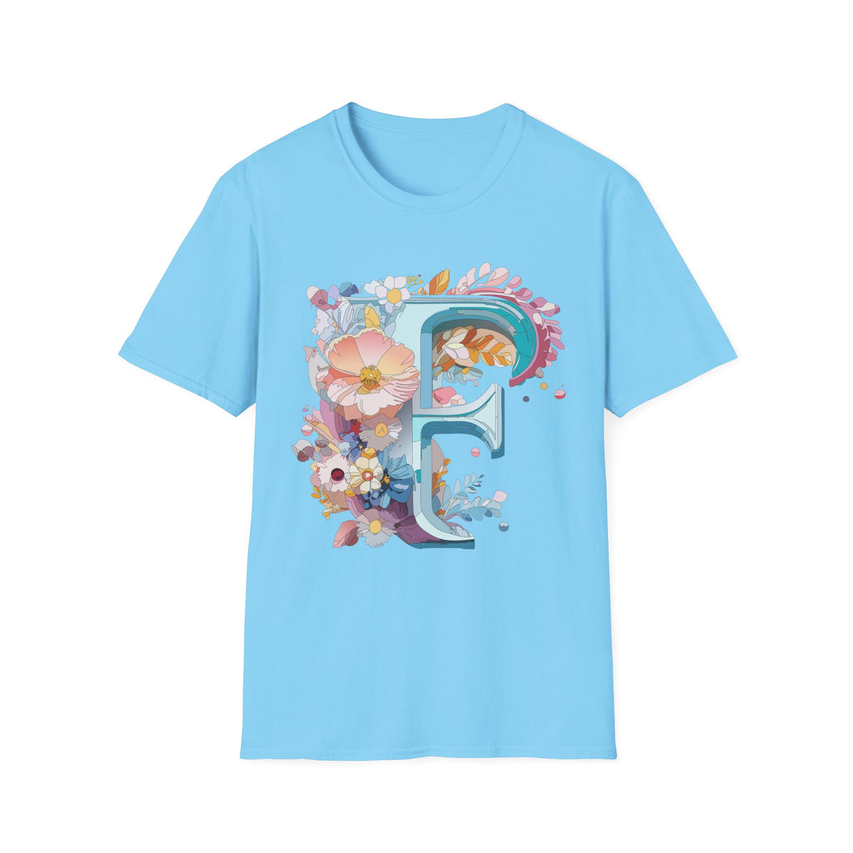 Floral Letter F T-Shirt | Botanical Monogram Tee, Initial F Shirt