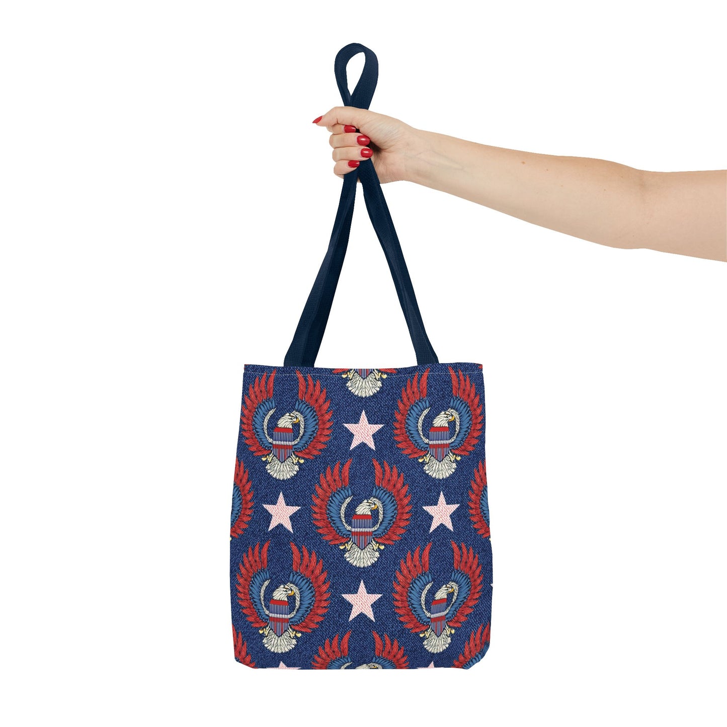 4th of July Graphic Denim Fabric Imitation Print Unisex Canvas Bag Poly Spun 3 Sizes Tote Bag 200-4