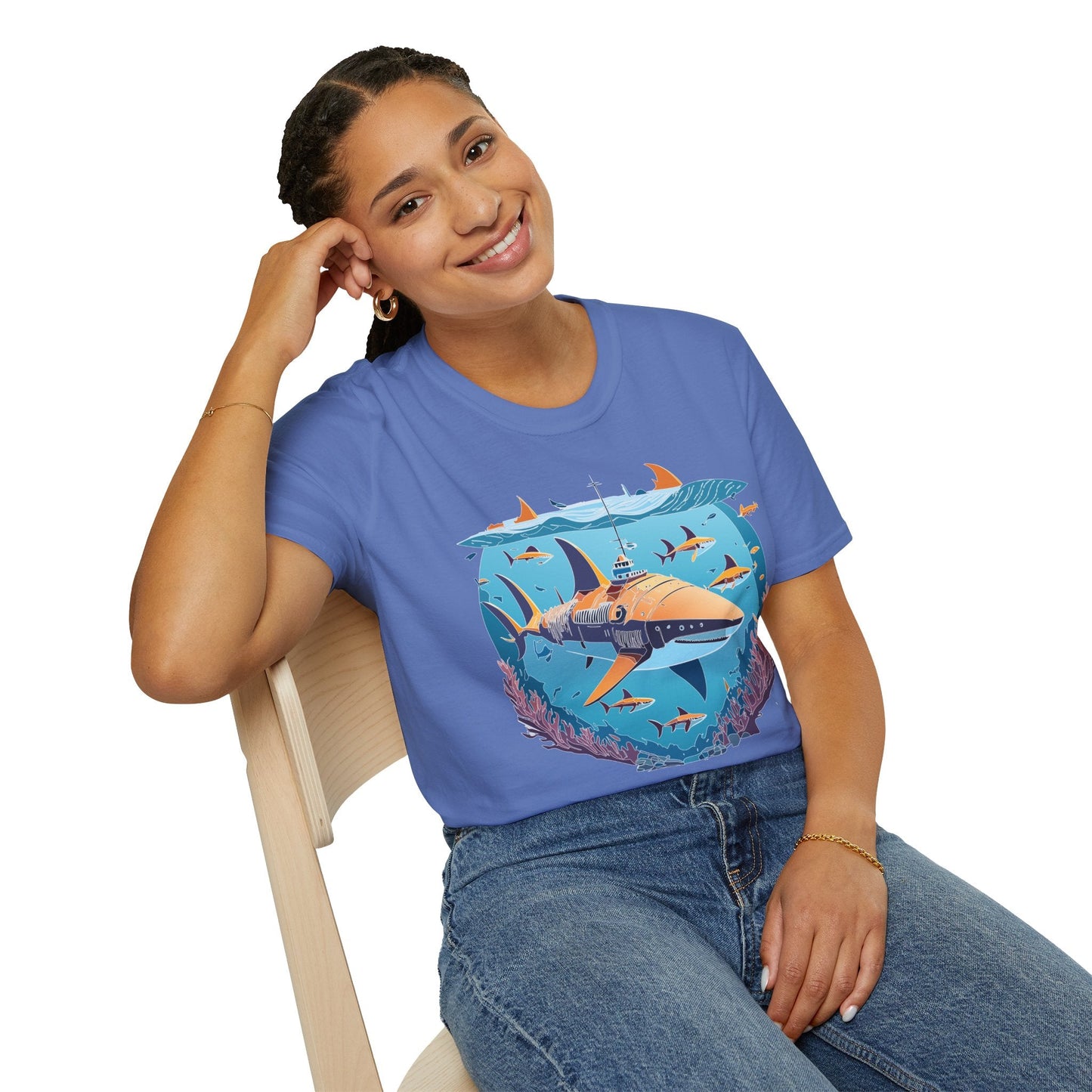 Ocean Tee Shirt Unisex Softstyle Cotton Tee 4.5 Oz Lightweight U Boat Theme Design
