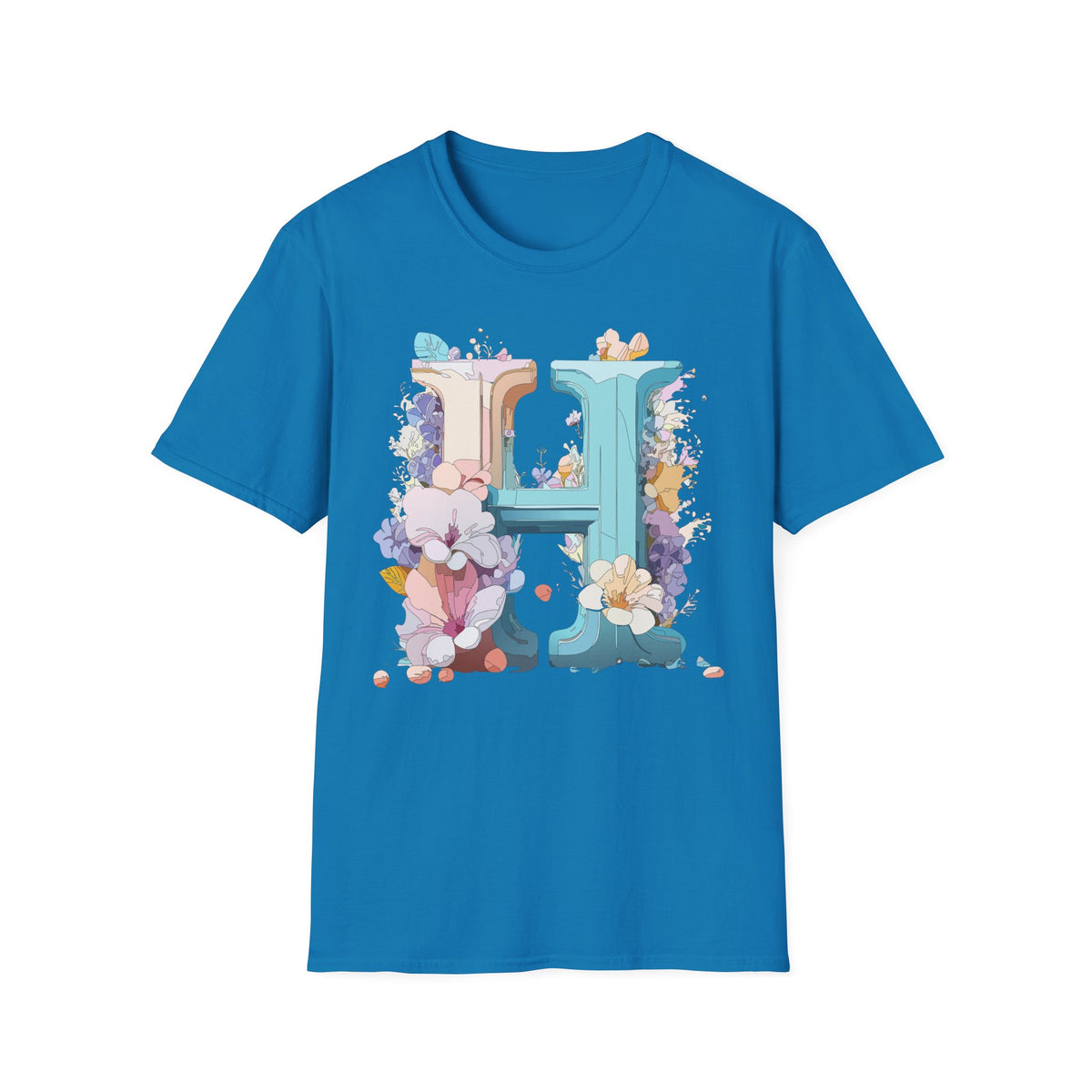 Floral H Monogram T-Shirt | Letter H Floral Initial Tee
