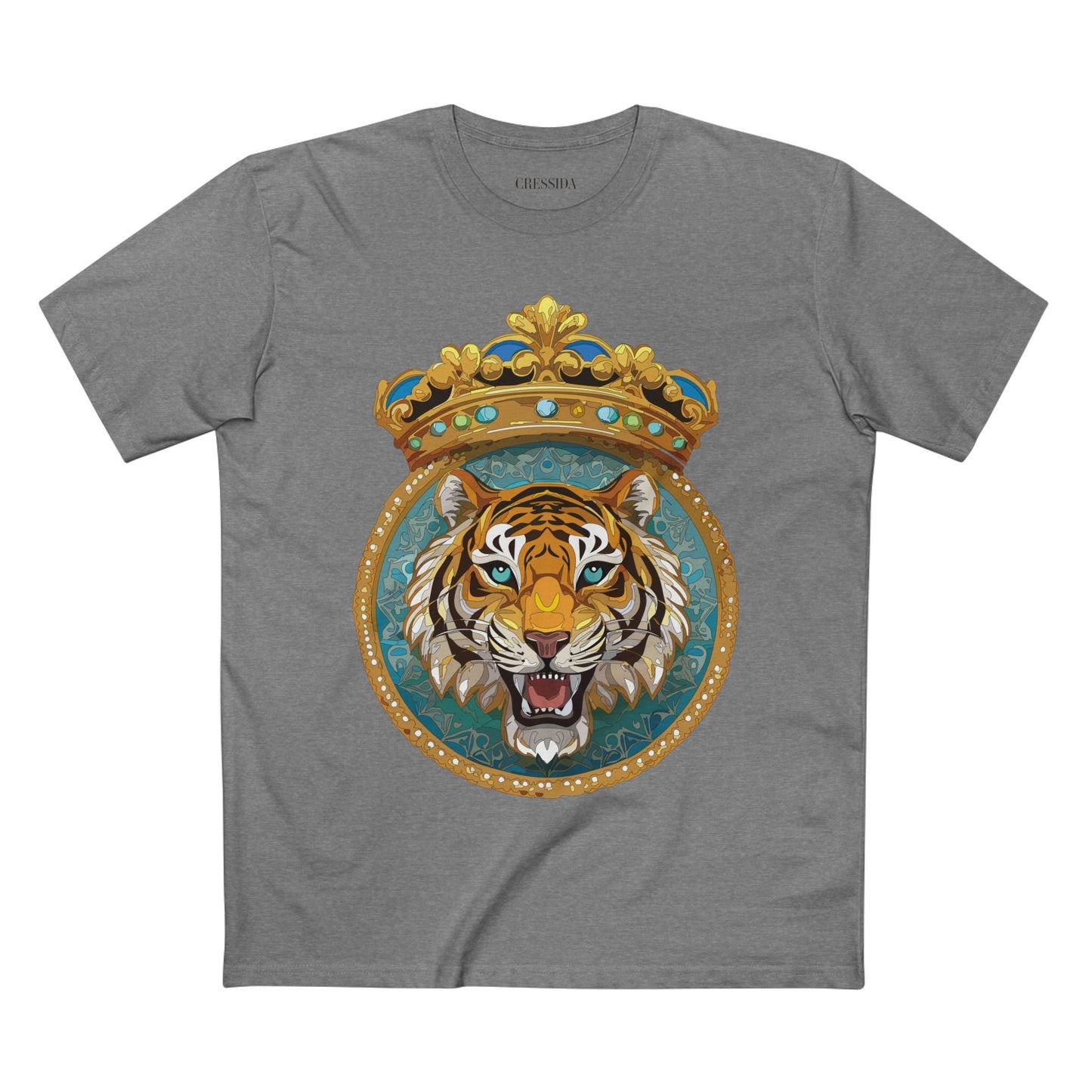 Tiger Graphic Unisex 100 Cotton Tee With Unique Animal Golden Medallion Art Design 3