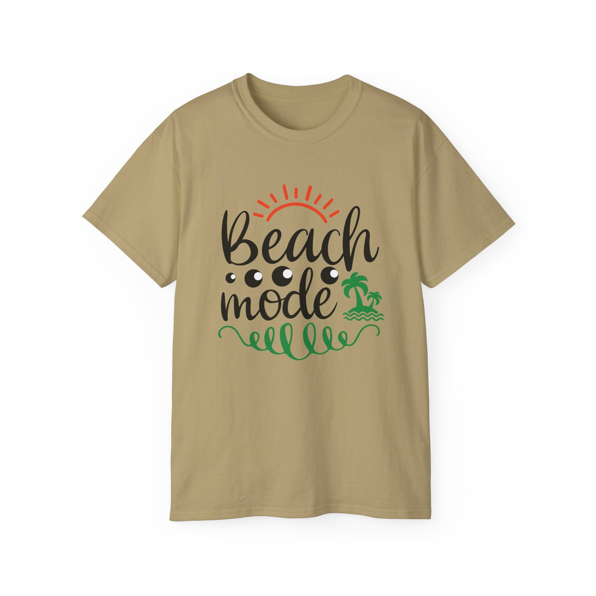 Beach Mode Tee | Palm Tree Sun Wave Graphic