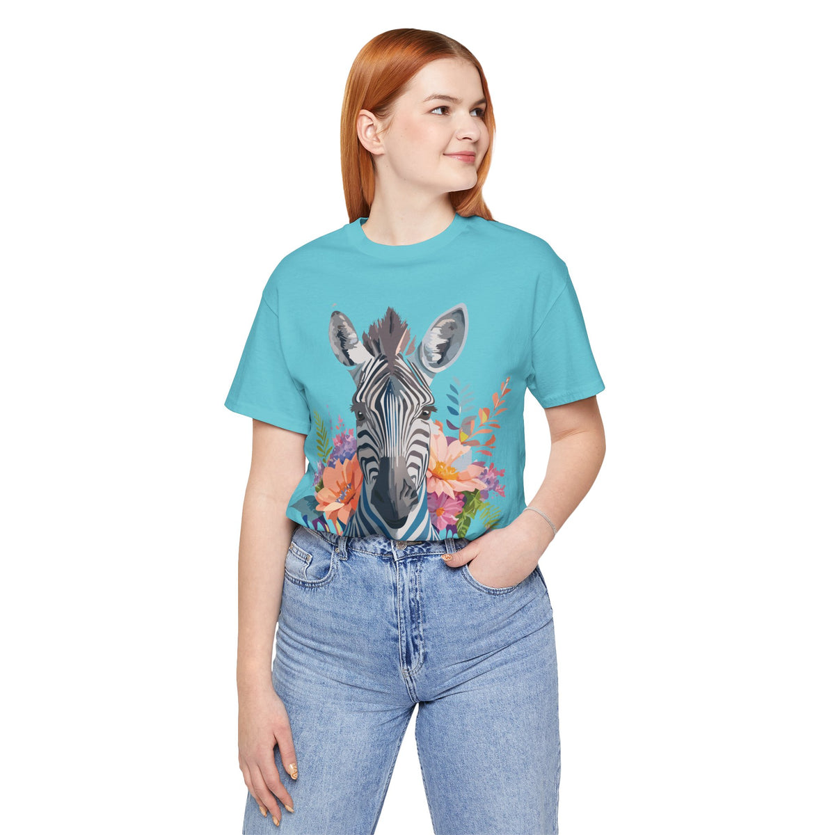 Zebra Graphic Unisex Cotton Bella+Canvas Tee with Art Animal Design e80