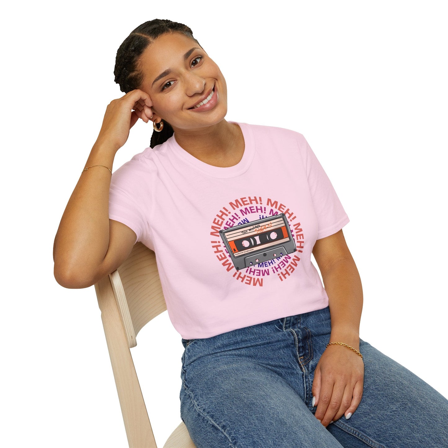 Cassette Tape Meh Graphic T-Shirt Unisex Cotton Retro Funny Music Tee