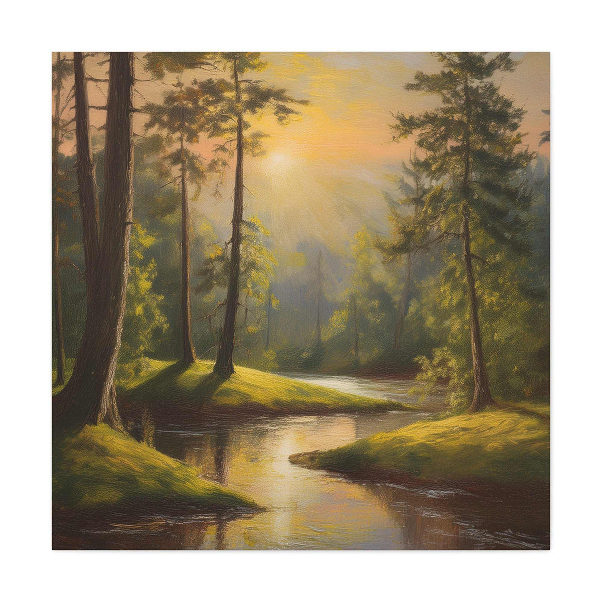 Forest Print Canvas, Trees Oil Paint Print 20x20, 24x24, 30x30, 32x32, 36x36 Art Design Print Pine-Wood Inner Frame MC-68