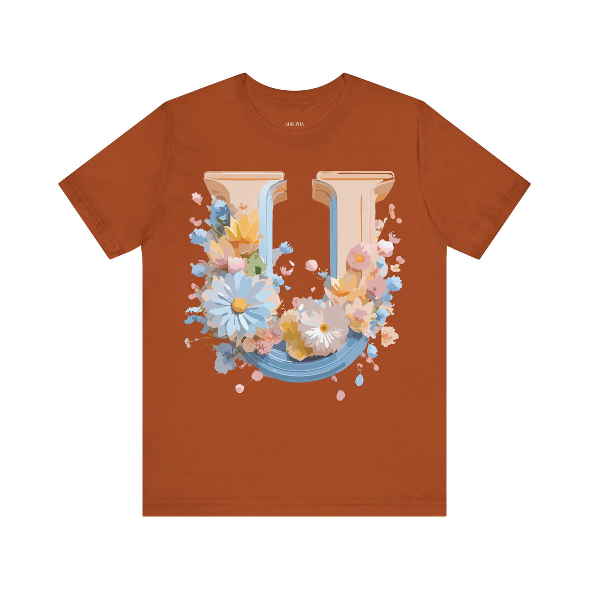 Letter U Graphic Unisex Cotton Bella+Canvas Tee with Art Letter Design