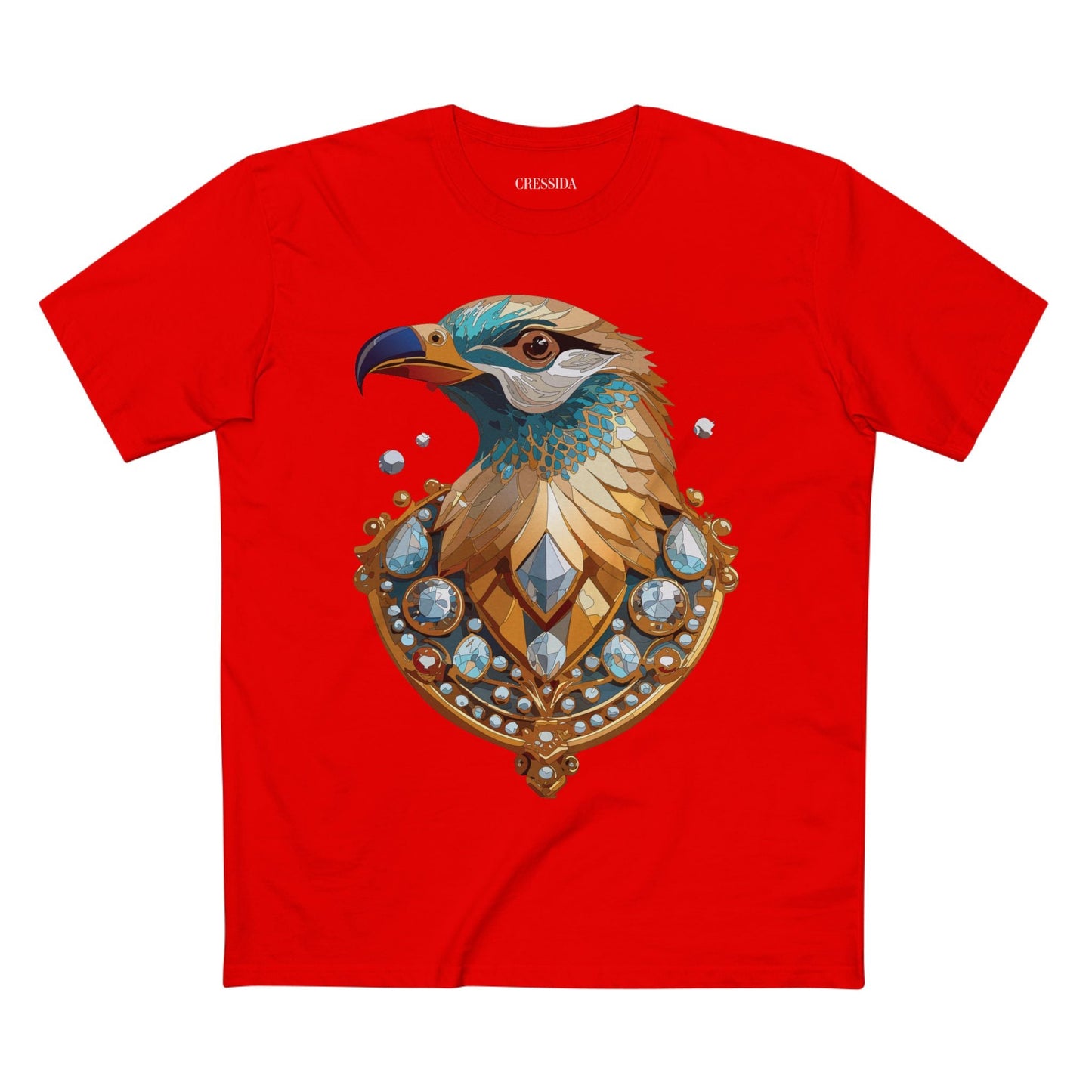 Bird Graphic Unisex 100 Cotton Tee With Unique Animal Golden Medallion Art Design 21