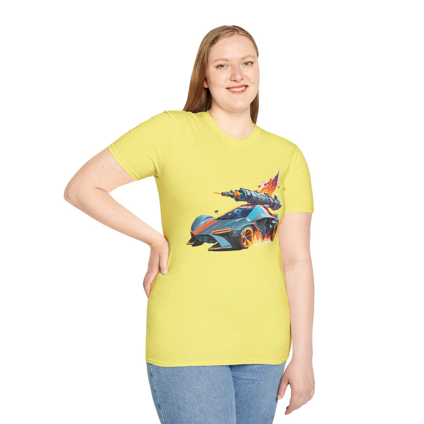 Car Graphic Unisex Cotto Softstyle Art Design with Hot Wheels Artwork Tee 5